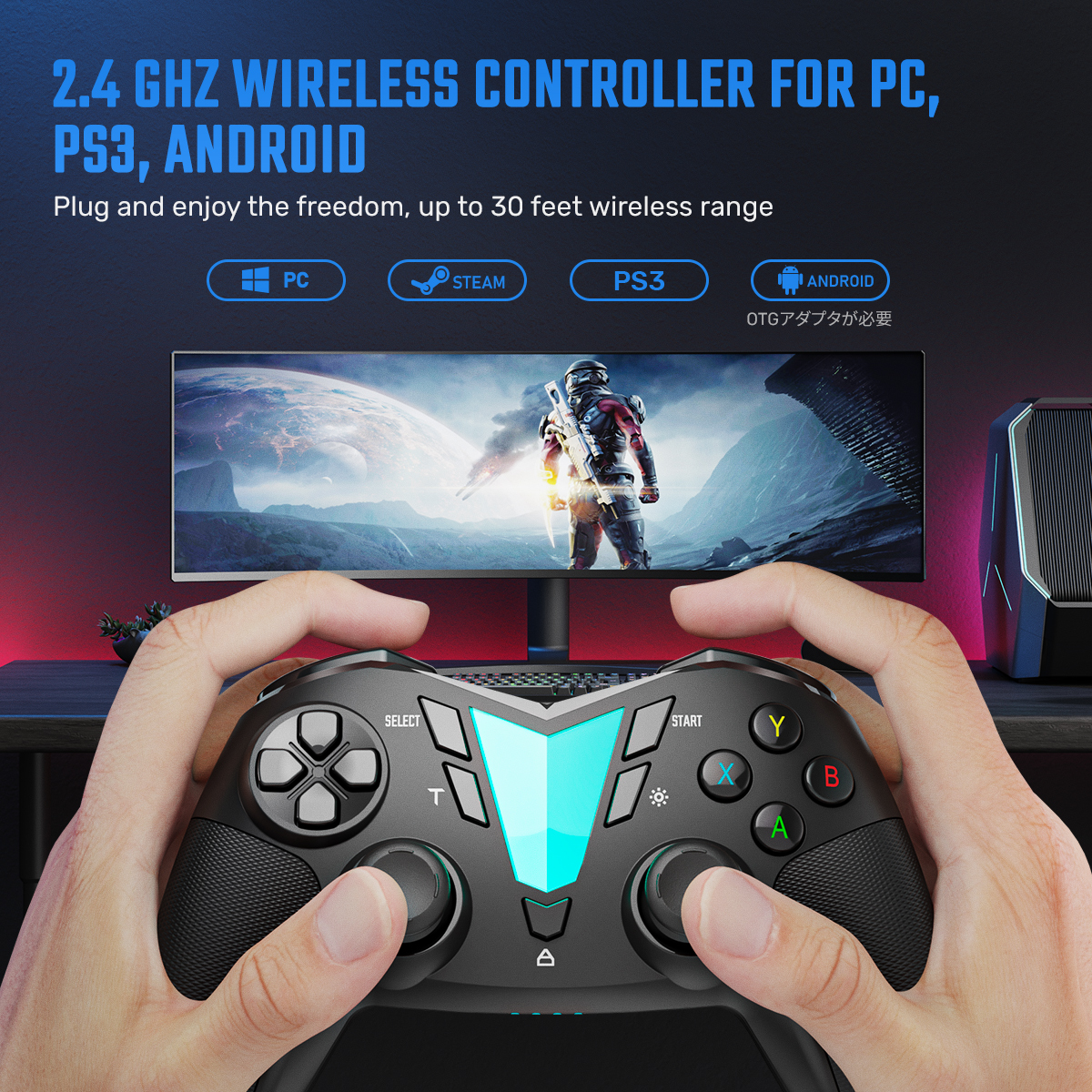 PC Steam Game Controller, ONE Pro Wired USB Gaming Gamepad